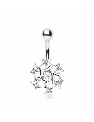 Piercing nombril flocon de neige gemmes