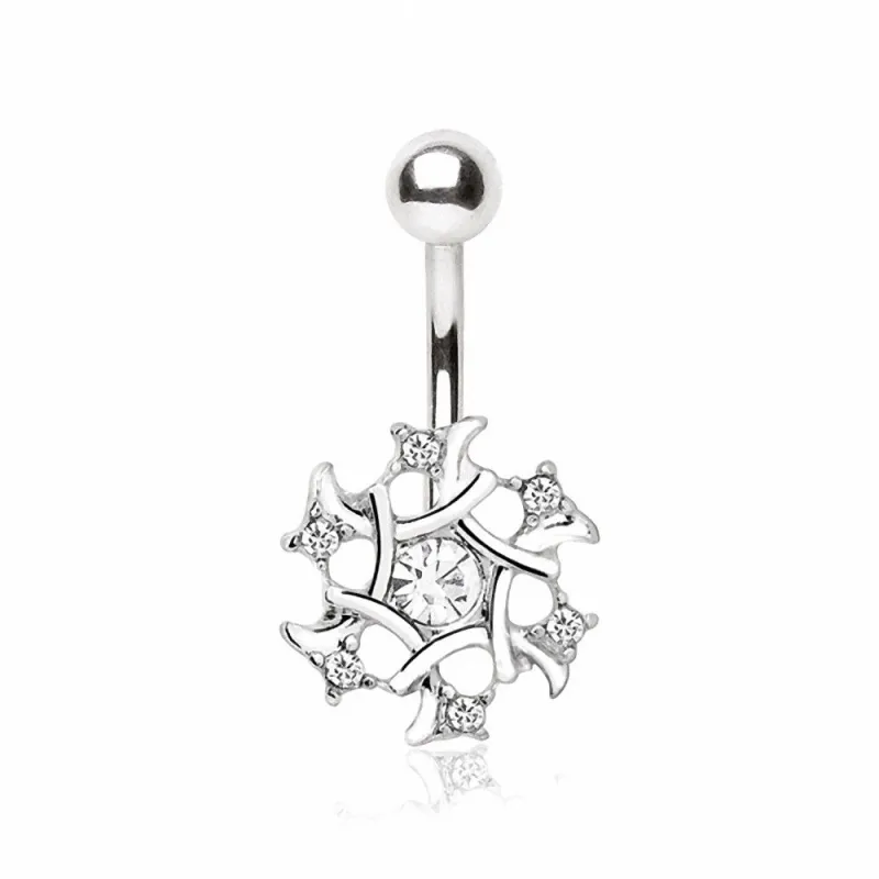 Piercing nombril flocon de neige gemmes