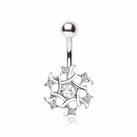 Piercing nombril flocon de neige gemmes
