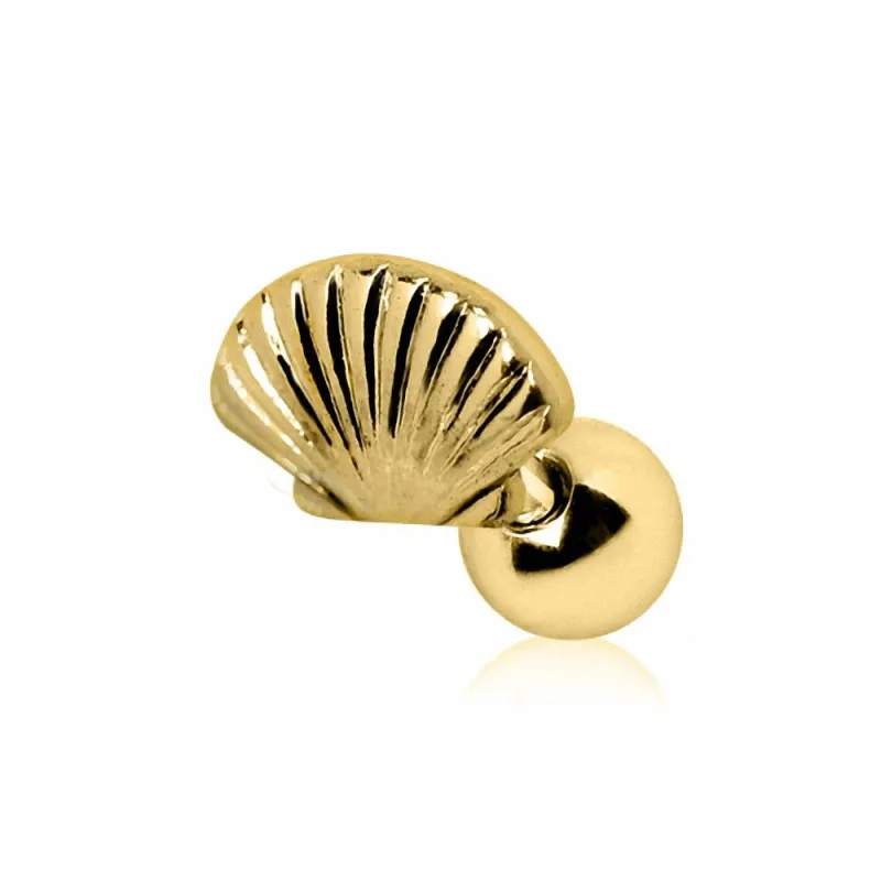 Piercing cartilage hélix plaqué or coquillage