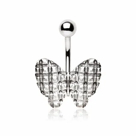 Piercing nombril papillon quadrillage