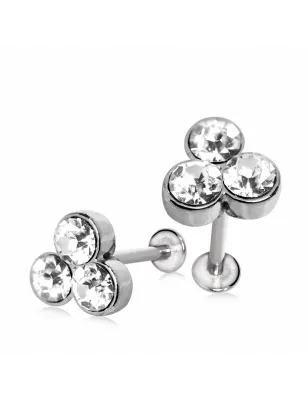 Piercing Labret triple gemmes