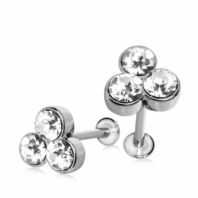 Piercing Labret triple gemmes