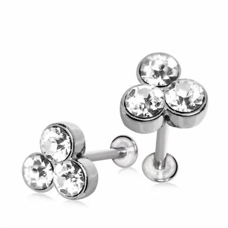 Piercing Labret triple gemmes