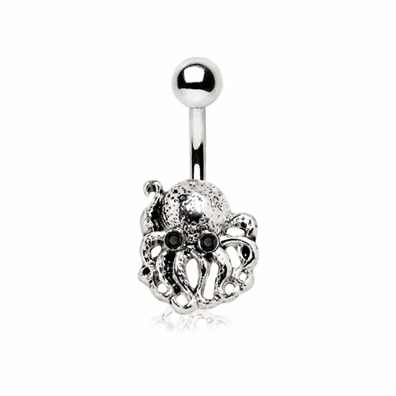 Piercing nombril pieuvre gemmes noirs Piercing nombril pieuvre gemmes noirs