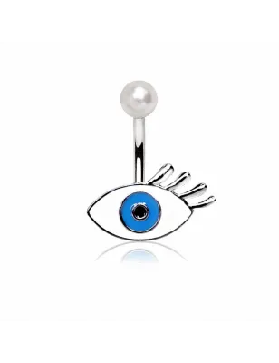 Piercing nombril oeil bleu