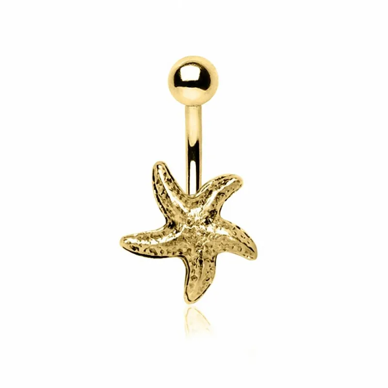 Piercing nombril plaqué or étoile de mer