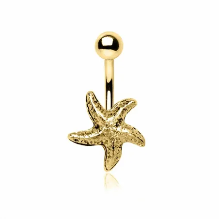 Piercing nombril plaqué or étoile de mer
