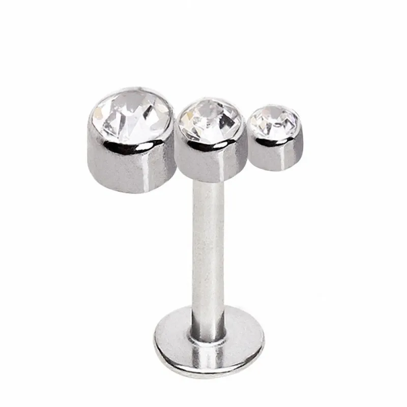 Piercing Labret trois gemmes