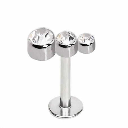 Piercing Labret trois gemmes