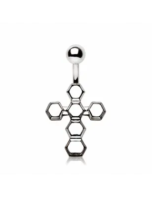 Piercing nombril croix géométrique en acier chirurgical