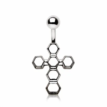 Piercing nombril croix géométrique en acier chirurgical