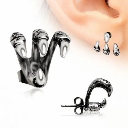 Piercing lobe d'oreille trident griffe
