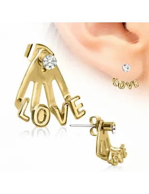 Piercing lobe d'oreille trident love