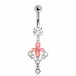 Piercing nombril pendentif fleur rose