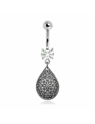 Piercing nombril pendentif larme tribale