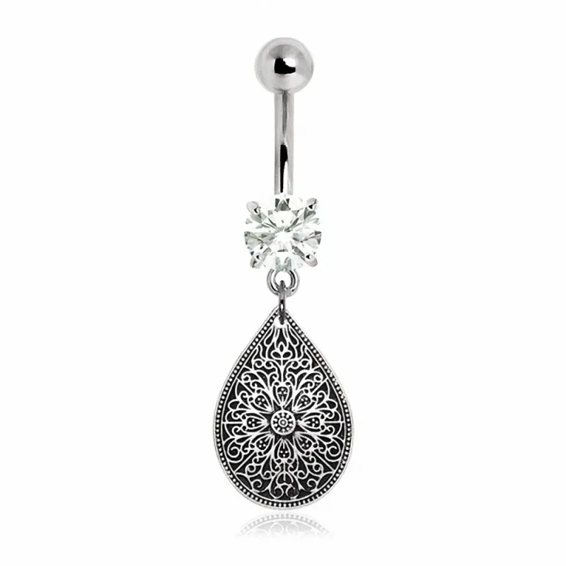 Piercing nombril pendentif larme tribale