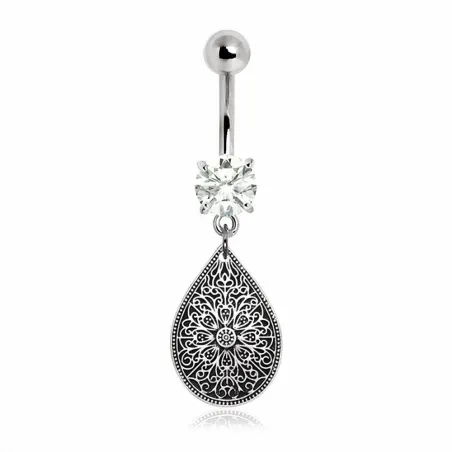 Piercing nombril pendentif larme tribale