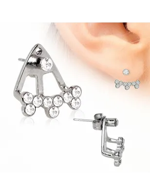Piercing lobe d'oreille trident multi gemmes