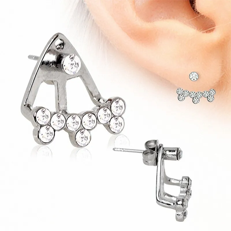 Piercing lobe d'oreille trident multi gemmes