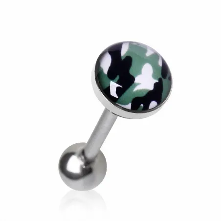 Piercing langue acier camouflage