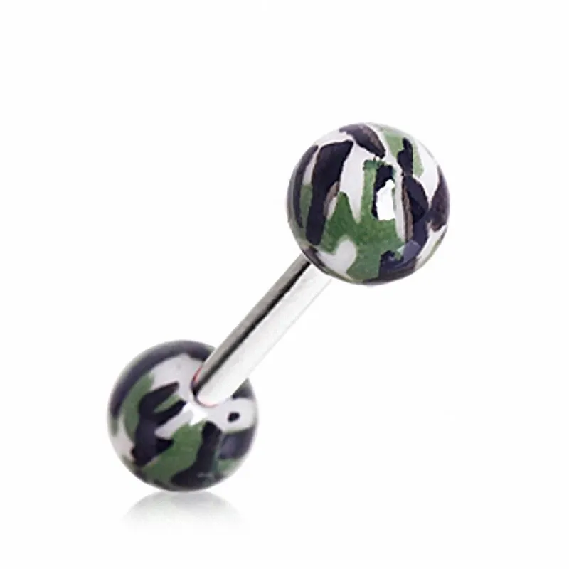 Piercing Langue Boules Acrylique Camouflage