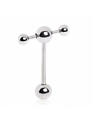 Piercing langue acier double barbell