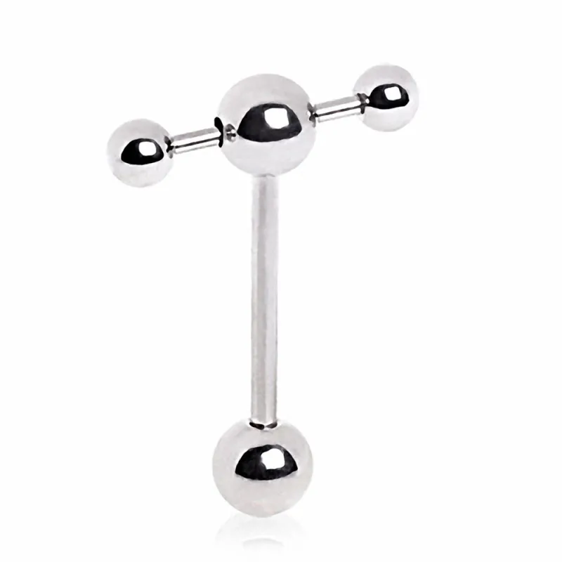 Piercing langue acier double barbell