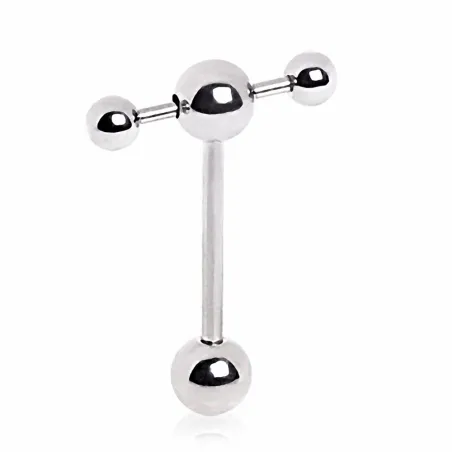 Piercing langue acier double barbell