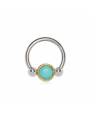 Piercing anneau captif turquoise