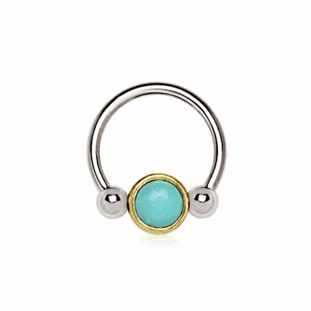 Piercing anneau captif turquoise