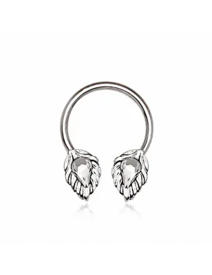 Piercing fer à cheval feuilles gemmes