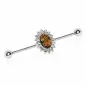 Piercing oreille industriel fleur et verre