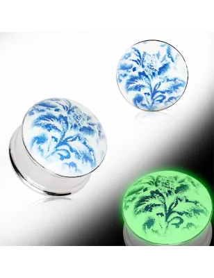 Piercing plug floral glow in the dark