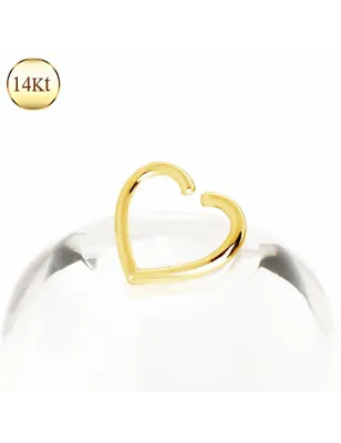 Faux piercing cartilage hélix coeur or jaune 14 carats