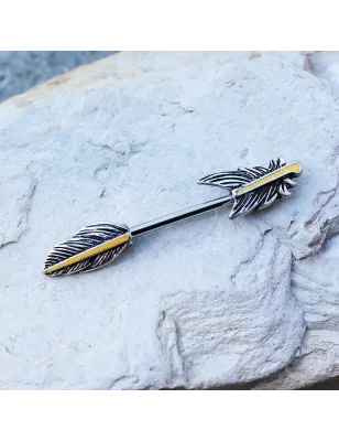 Piercing téton plume dorée