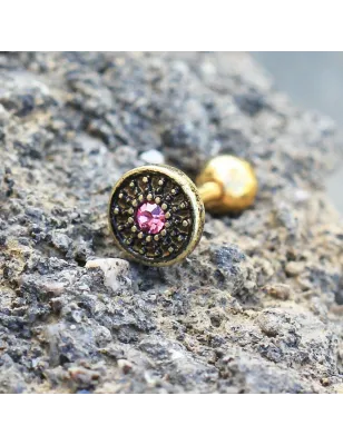 Piercing cartilage hélix plaqué or bouclier tribal