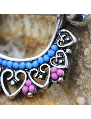 Piercing téton pendentif multi coeurs et perles