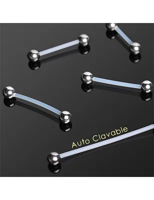 Piercing barbell retainer Bioflex et boules acier