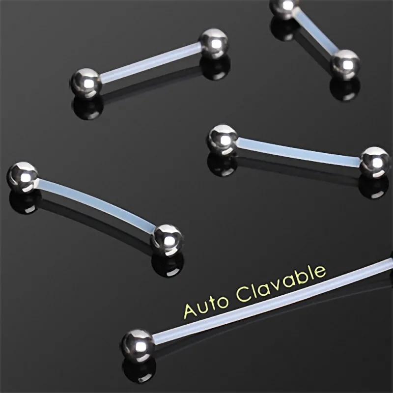 Piercing barbell retainer Bioflex et boules acier