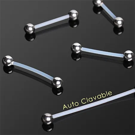 Piercing barbell retainer Bioflex et boules acier