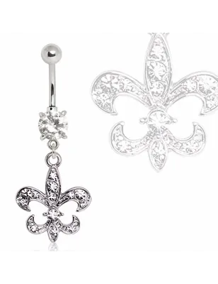 Piercing nombril Fleur de Lys Gemmes