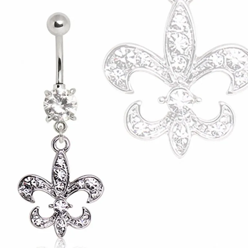 Piercing nombril Fleur de Lys Gemmes