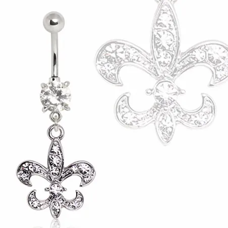 Piercing nombril Fleur de Lys Gemmes