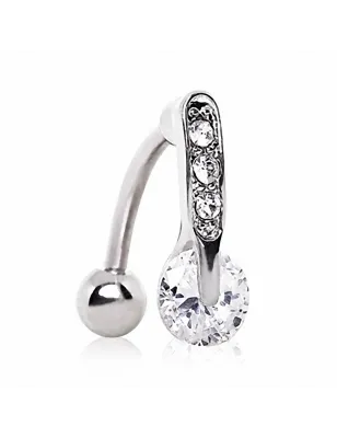 Piercing nombril inversé gemme solitaire