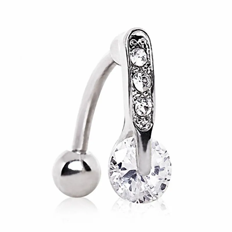 Piercing nombril inversé gemme solitaire