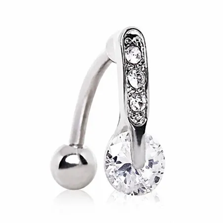 Piercing nombril inversé gemme solitaire