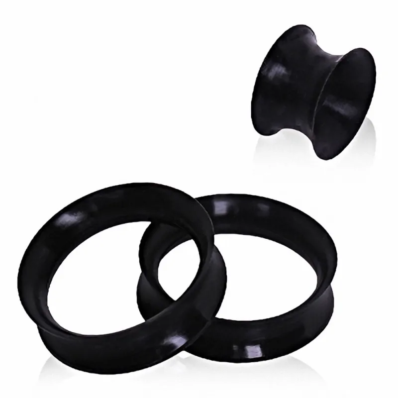 Piercing tunnel silicone noir ultra fin