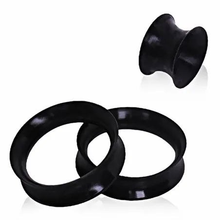 Piercing tunnel silicone noir ultra fin
