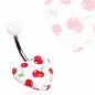 Piercing nombril acrylique coeur cerises